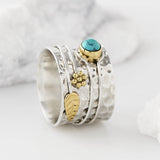 Turquoise Moonstone Plated Two-tone Ring For Men And Women