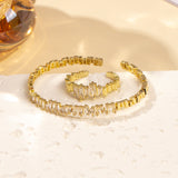 2pcs Fashionable Women's Cubic Zirconia Decorative Wristband, Irregularly Inlaid With Open Wristband Rings, Suitable For Matching With Daily Clothing