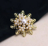 2pc New Exquisite And Elegant Pearl Snowflake Brooch