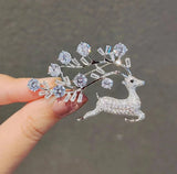 2pc With You All The Way Sparkling Zirconia Deer Brooch