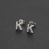 Diamond English Alphabet Letter Earrings Women's Simple Cooperized Silver Earrings