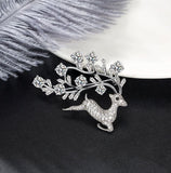 2pc With You All The Way Sparkling Zirconia Deer Brooch
