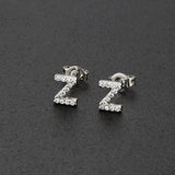 Diamond English Alphabet Letter Earrings Women's Simple Cooperized Silver Earrings