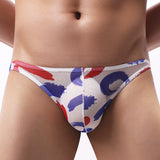 Men's Underwear Mesh Floral Print Small Briefs Color Ink Shorts