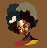 Art Design Graffiti  African Girl with Black Hair Big Earring with Modern Building Shower Curtain for Bathroom Decor