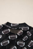 Black Game Day Rugby Mesh Sheer Long Sleeve Top