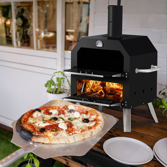 Black Bottom With Folding Table Legs Pizza Oven Square With Chimney Iron Carbon Oven