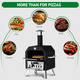 Black Bottom With Folding Table Legs Pizza Oven Square With Chimney Iron Carbon Oven