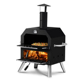 Black Bottom With Folding Table Legs Pizza Oven Square With Chimney Iron Carbon Oven
