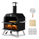Black Bottom With Folding Table Legs Pizza Oven Square With Chimney Iron Carbon Oven