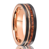 Wide Tungsten Steel Flat Sand Surface Two-color Black And Rose Ring