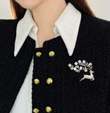 2pc With You All The Way Sparkling Zirconia Deer Brooch