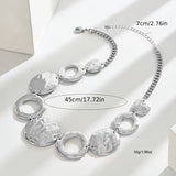 Lxalry Silver Electroplated Geometric  Pendant Necklace  Handmade Modern Layered  Jewelry For Women  Adjustable Chain  Gift For Everyday Chic & Evening Elegance