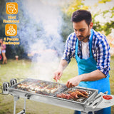 16.7x10x17.7 Inch Portable Charcoal Grill Foldable BBQ Suitcase Grill Rack For Outdoor Camping Picnic Garden BBQ