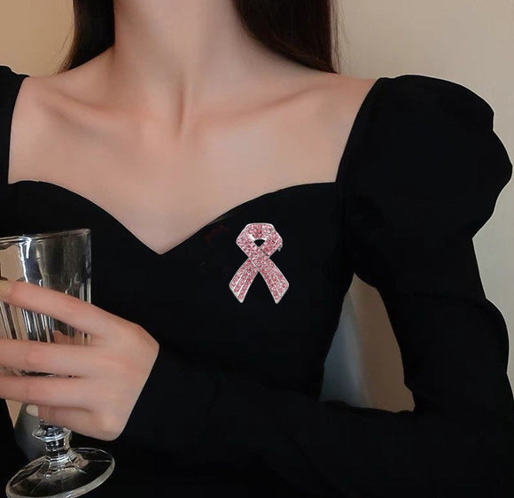 2pc Full Diamond Red Ribbon Alloy Brooch