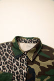 Brown Leopard Camo Patchwork Oversize Shacket