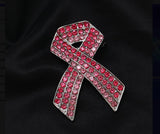 2pc Full Diamond Red Ribbon Alloy Brooch