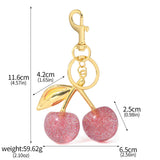 A Pair Of Red Cherry Crystal Bag Glitter Keychain