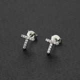 Diamond English Alphabet Letter Earrings Women's Simple Cooperized Silver Earrings