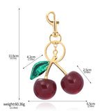 A Pair Of Red Cherry Crystal Bag Glitter Keychain