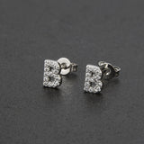 Diamond English Alphabet Letter Earrings Women's Simple Cooperized Silver Earrings