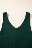 Evergreen Corduroy V Neck Patched Pocket Sleeveless Jumpsuit