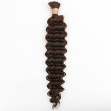 Medium Brown Deep Wave Bulk Human Hair Extensions