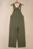 Laurel Green Solid Color Knit Loose Straight Leg Casual Overall Jumpsuit