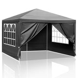 10x10ft Black, 4 Sides Pergola, PE Cloth, Sprayed Iron Pipe, Spiral Pipe