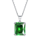 S925 Sterling Silver Rectangular Zircon Pendant Twelve Birthstone Necklace