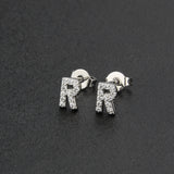 Diamond English Alphabet Letter Earrings Women's Simple Cooperized Silver Earrings