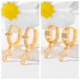 Popular Multi-style Design Gold-plated Ornament Cross Earrings