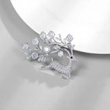 2pc With You All The Way Sparkling Zirconia Deer Brooch