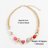 Fashion Original Design Heart Peach Pearl Combination Bracelet Suit
