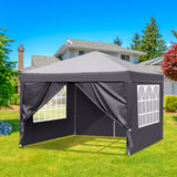 10x10ft Dark Grey 4 Sides-2 Doors, 2 Windows, Folding Shed, Oxford Cloth, Sprayed Iron Pipe, Portable