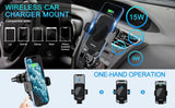 Wireless Car Charger, Fast Charging 15W Auto Clamping Car Charger Phone Holder Phone Mount