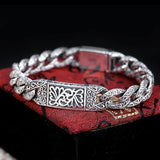 925 Silver Hollow Carved Men's Bracelet