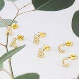 Ins European And American Diamond English Alphabet Letter Earrings
