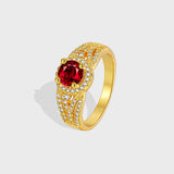 Inlaid Jacinth Real Gold Micro Inlaid White Zirconium Index Finger Ring
