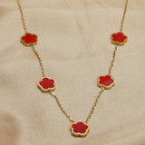 Lxalry 18K Gold Plated Five Leaf Clover Necklace   Modern Minimalist Stainless Steel Jewelry Hypoallergenic  Tarnish-Free Gift For Women Wife Mom  Everyday Luxury With Golden Aura