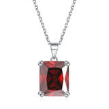 S925 Sterling Silver Rectangular Zircon Pendant Twelve Birthstone Necklace