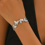 Lxalry Platinum Plated Stainless Steel Butterfly Carved Link Bracelet Hypoallergenic Skin Safe Jewelry For Daily   Evening Wear  Never Tarnish Handmade Luxury Gift For Her