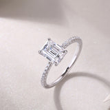 Square Diamond Ring Luxury Fashion Set Moissanite Silver Ring