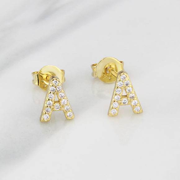 Ins European And American Diamond English Alphabet Letter Earrings