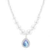 Ocean Blue Water Drop Pearl Necklace For Women