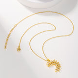 1pcsFashionable Sparkling Zircon Leaf Pendant Necklace, Imitation Diamond Wheat Ear Leaf Collarbone Chain, Suitable For Women's Daily Holiday Wear, Engagement Jewelry