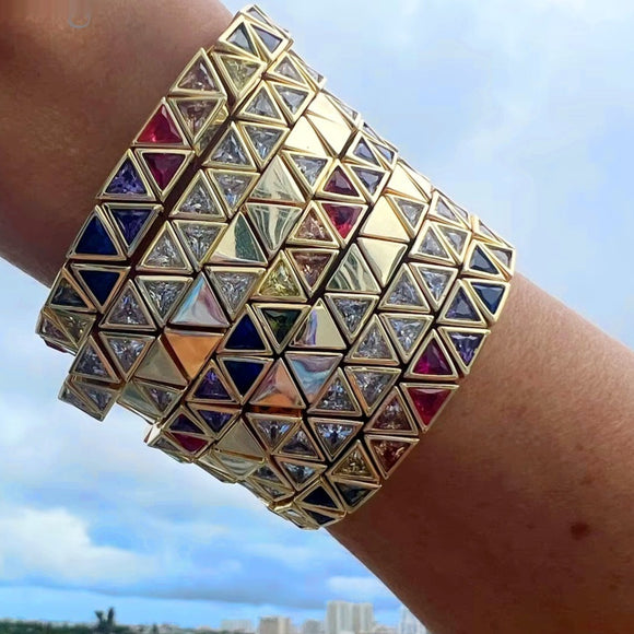 Fashion New Triangle Glossy Zircon Elastic String Bracelet Women's Bracelet