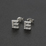 Diamond English Alphabet Letter Earrings Women's Simple Cooperized Silver Earrings