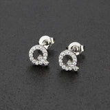 Diamond English Alphabet Letter Earrings Women's Simple Cooperized Silver Earrings