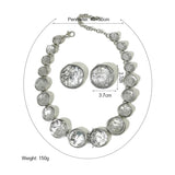 Round Three-dimensional Pattern Necklace And Earring Suit